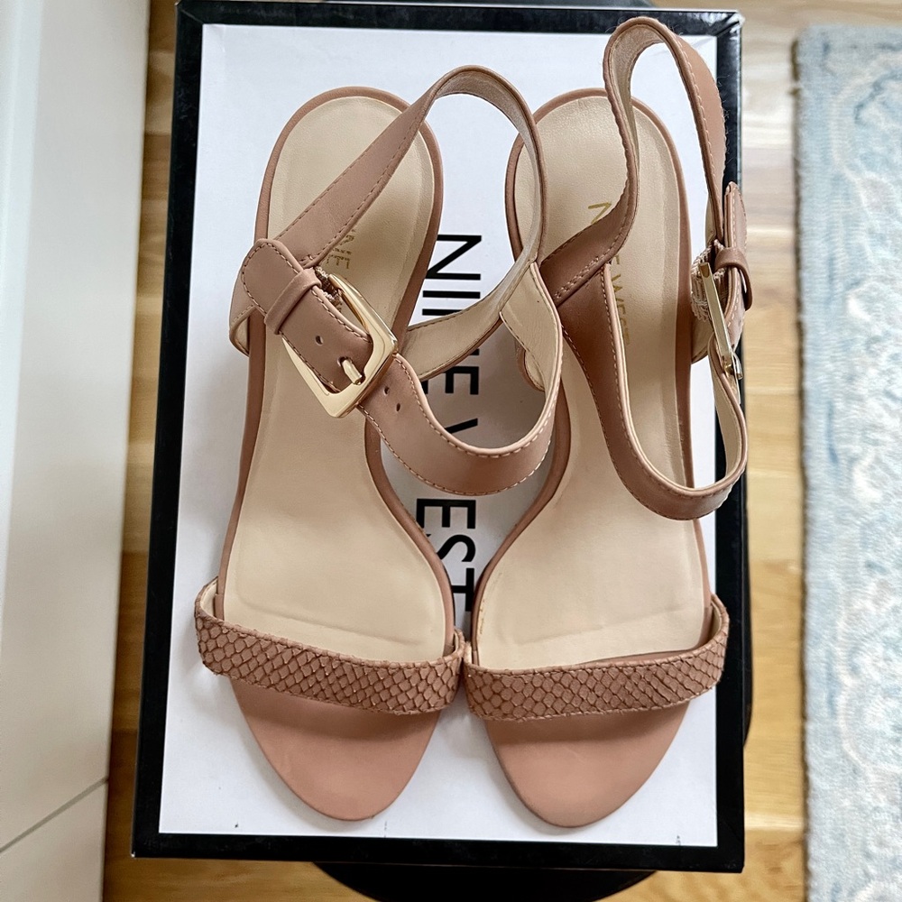 Womens Nine West Kiani Cork Wedge Sandals, Natural/Natural